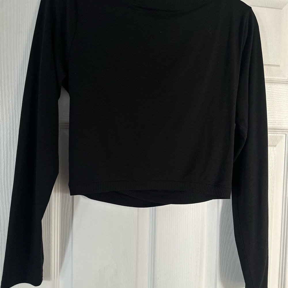 Athleta Black Long Sleeve Women's Crop Wrap Top Medium - Picture 4 of 4